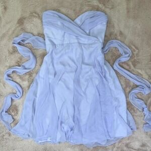 Lavender Chiffon Strapless Dress Fairy Coquette Bridesmaid Formal